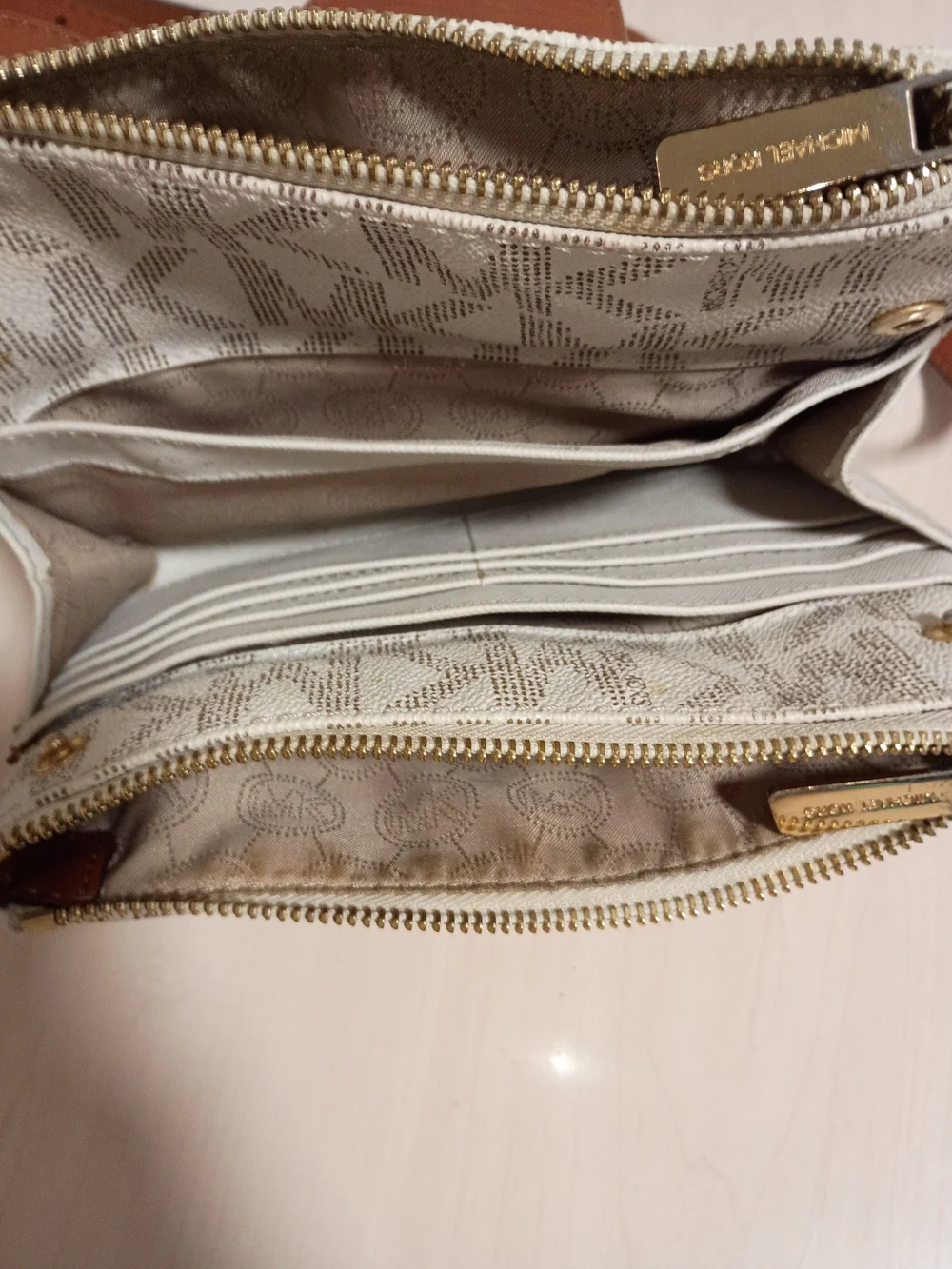 Michael Kors Beige & Brown MK Logo Crossbody Bag
